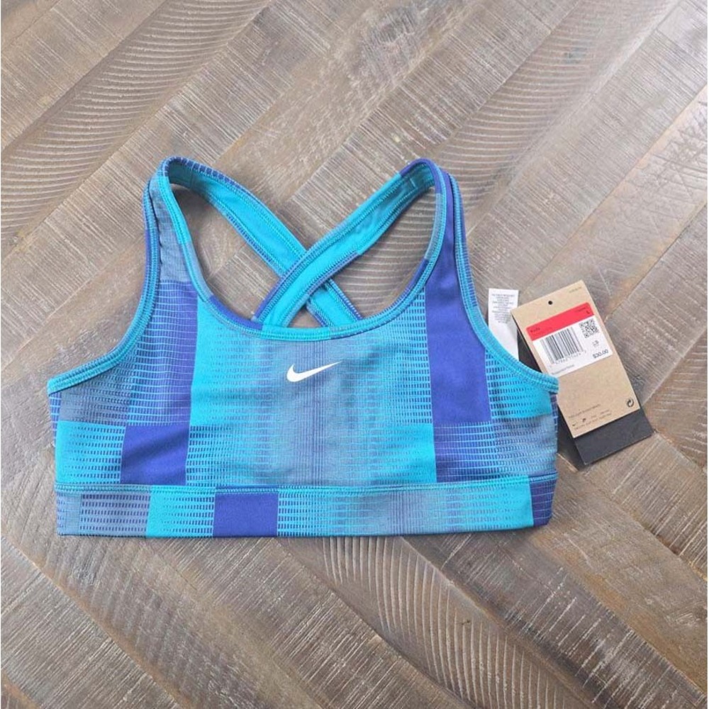 Nike Pro Girls Reversible Sports Bra Blue Purple Grid HJ4253-006 NWT Size Large